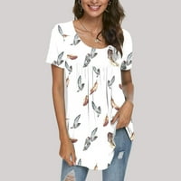 Slatki cvjetni vrhovi za print Flowy Casual bluza za ženske kratke majice kratkih rukava Tummy Control