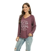 Xmarks majica s dugim rukavima na vrhu Ženska slatka vintage slovo ispis bluza Tee casual labavi tines