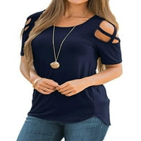MyLookk Women na vrhu majica hladnog ramena s kratkim rukavima labava bluza