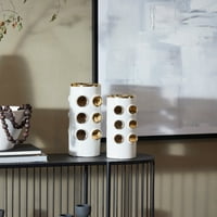 Cosmoliving Cosmopolitanske keramičke suvremene vaze bijelo-zlato