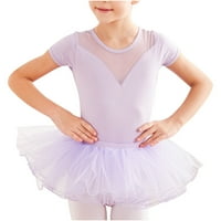 Dječji dečji dečji rubli kratkih rukava balet plesnog haljina Puffy Skirted Leotard Ballerina Dancewear