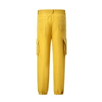 Tawop ženske ležerne tastere za džepove čvrstih boja elastični struk Udobne ravno hlače Ženske hlače