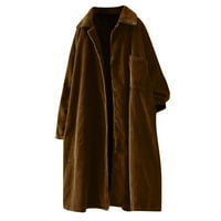 Tople padajuće jakne za žene modne čvrste boje dugih rukava casual rovov kaput s smećem XL