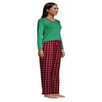 Kraj ženskih visokih pidžama set za pletene majice s dugim rukavima i flanelne hlače