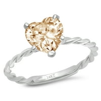 2CT srce od sunca žute moissine 14k bijelo zlatni godišnjica za angažman prsten veličine 6.25