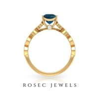 CT Princess Cut london Blue Topaz i dijamantni set prstena, pasijans vjenčani prsten za žene, 14k žuto