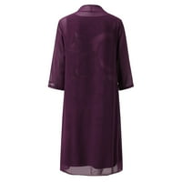 Wozhidaoke haljine za žene za ispis haljina labava O-izrez duga haljina pola rukava šifonska šal kardigan