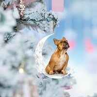 Alohelo Iron Art sjedi na mjesecu lijepi ukras za pse za pse za ljubitelje zaljubljenika za božićne