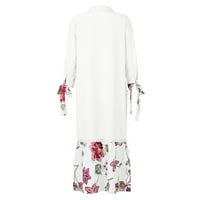 Ženske haljine cvjetni V-izrez Maxi Casual Ljetna haljina s kratkim rukavima bijela m