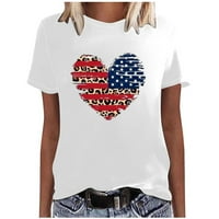 -Hints za ženska američka košulja za zastave Grafičke majice Ljeto Slatka Novost Smiješna odjeća Kratki rukav Ležerne prilike 4. srpnja Dan nezavisnosti Prodaja bijela