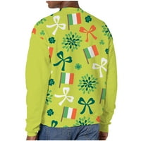 Hoodies za muškarce - pulover digitalni otisak slobodnog vremena dugih rukava Turtleneck casual labav, za jesen zima zeleni m