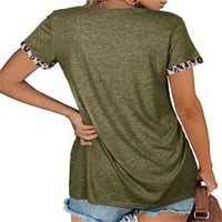 PLNOTME Žene Klasične V-izrez TUNIKE T-majice Kratki rukav Leopard Ispis boja Blokiranje Ležerne prilike,