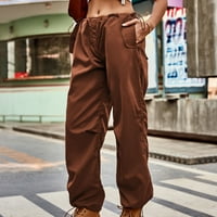 Pitauce teretni pantalone za žene, elastične baggy hlače s niskim strukom Ležerne prilike na otvorenom Lagane lagane brzih hlače sa širokim nogama sa džepovima