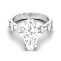 Žene 2. CT ovalni oblik Moissnitni zaručnički prsten, prsten za angažman moissite Solitaire, 14k bijelo zlato, US 3,00