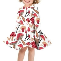 Suhoaziia Midi haljine za djevojčice sa dizajnom veličine 3- godine crveno primećena gljiva skočna koža