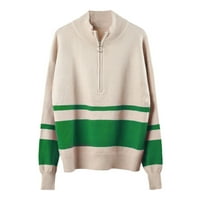 Vedolay ošišani džemperi za žene džemper za vrat s dugim rukavima, pulover, pulover, zeleni XL