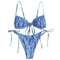 Tankini kupaći odijela za žene kupaći kostimi Bikini uz plažu odjeća za kupaće kostim zavojnim pushtup brazilskim ženskim kupaćim kostima Tankenis set plavi + xl