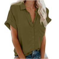 FENGQQUA PLUS veličina za ženska dužina labavog labavog fit bluza Dugme Gumb Solid bluza Majica kratkih