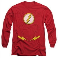 JLA-NOVO Flash kostim dugih rukava za odrasle sa 18-tee, crvena - 2x