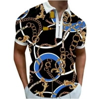 Košulja za muškarce Prevelike fit modni digitalni tisak kratkih rukava sa zatvaračem na zatvaraču Pulover T66 rela Brza suho svilenkasto bluza Top plavi m