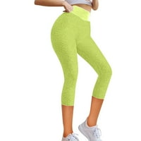 Airpow Clearsance Solid Boolos Obrezane hlače Žene Stretch Yoga Tajice Fitness Trčanje Teretana Sportski džepovi Aktivne hlače Yellow XL