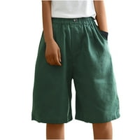 Puntoco Plus Veličine zasebne hlače za žene Ljetni elastični visoki posteljini pantni džepovi šorc pola šećerne hlače zelena 14