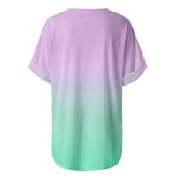 Tie Dye Majica s kratkim rukavima Žene Ljeto Ležerne prilike Ombre V izrez Split Tuntic Tunting Tunt
