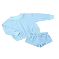 Grianlook unise Kids Hotsores setovi posadni vrat ljetne odjeće Majice od punih boja + hlače dječake okrugli ovratnik Outfit Plain dugi rukav dtz9545b tanki model 140
