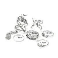 Prstenovi za žene postavljene žene boemsko vintage srebrne staklene prstenje iznad prstena za zglobove