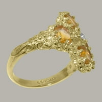 Britanci napravio 10k žuto zlatni kubični cirkonijski i citrinski ženski Obećani prsten - Opcije veličine - veličina 9.5