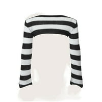 Ležerni prugasti puloveri za okrugli vrat dugih rukava crno-bijeli džemperi