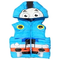 Toddler Boys Blue Thomas & Friends obložen puffer prsluk sa hoodie 4t
