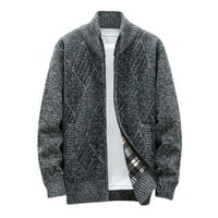 Džemper za muškarce stoji ovratnik zimski debeli topli kabel pletenu Henley džemper casual labav fit zip up pleteni odjeća