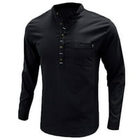 Muške labavo pamučne majice Pocket V Crt Dugme Solid Tees Odjeća moda Jesen Spring Casual Workout Relapoženi