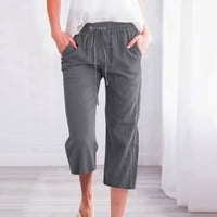 Binmer Woman Hlače čišćenje elastične labave hlače Ravne široke pantalone za noge sa džepom