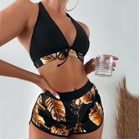 Leey-World Plus Size S kupava kostim VOT Halter Twered Visoki struk Bikini Set Back Tie Dva kupaonica Gold, XL