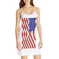 Safuny Ženska mini haljina Cami Cami Usa Zastava zastava Ispis 4. jula odjeću Summer Patriots Sundurs