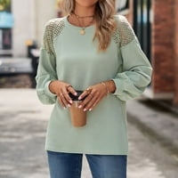 Majice za žene V izrez čipke Tee vrhovi labavi Splice majica s dugim rukavima Casual Bluuses Top Bluze
