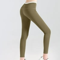 Joga pantalone za noge za žene koje trče sportske rasteze u trendu odjeću sa čvrstim visokim padajućim pantalonama Green l