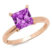 2. CT sjajna princeza Clear Simulirani dijamant 18K ružičasto zlato pasijans prsten sz 7