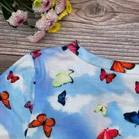 Majice za žene Modni kratki rukav okrugli vrat Tie-dye Butterfly cvjetni print kratki top majica Top bluza