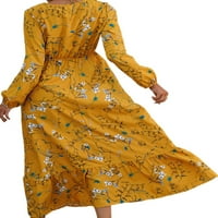 Prednjeg swalda Ženska dugačka haljina Crta izrez Maxi Haljine Cvjetni ispis Kaftan rukavac Style E