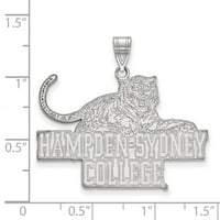 Čvrsti 14K bijeli zlatni zvanični Hampden Sydney College XL Extra Veliki veliki privjesak šarm