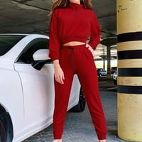 Žene odijelo Proljeće Jesen Trackies Sportska odjeća džemper hlače Dvije postavljene crvene xxl