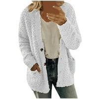 Žene Ležerne prilike plus veličine Plišani džepovi Gumb za džemper sa gornjim odjećom Kadigan kaput