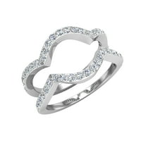 Duo Diamond Wedding Bands koji se podudaraju sa okruglim dijamantnim isprepletenim prstenom 14k bijelo