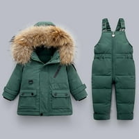 Zimske dječake Dječji devojke zadebljane pantalone za jaknu dvostruko odijelo zeleno 1- godine