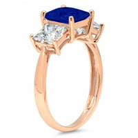 2.62ct Princess rez plavi simulirani plavi safir 18K ružičasti ružičasto zlato graviranje izjava godišnjica Angažovanje vjenčanog kamenog prstena veličine 4,5