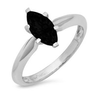 1CT Marquise CECT Crno prirodni ony 18k bijeli zlatni angažman za angažovanje prstena 10,75