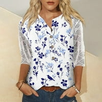 Ženska baš za bluza Grafička čipka Žene vrhovi Trendy V izrez Žene Ljetne košulje i majice Elegantne